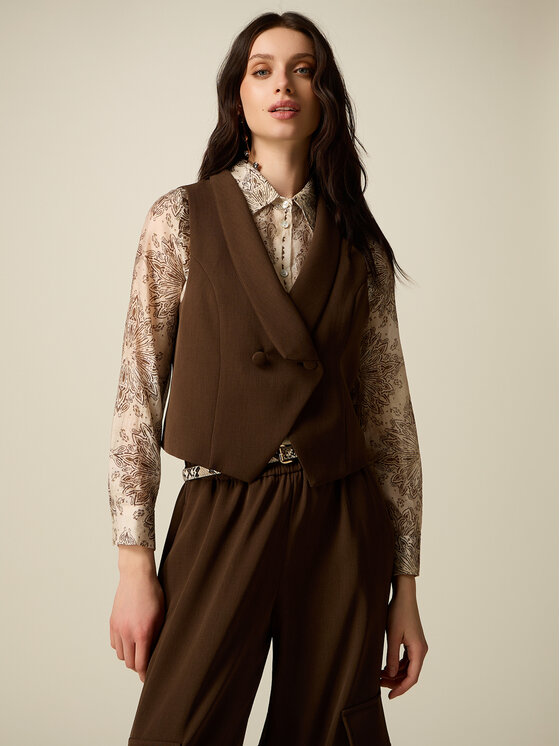 Oltre Oltre Giacca di transizione L022R000085N032 Marrone Slim Fit