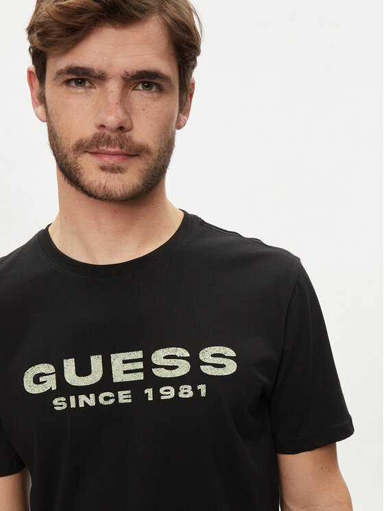 Guess Guess Marškinėliai M4GI61 J1314 Juoda Slim Fit
