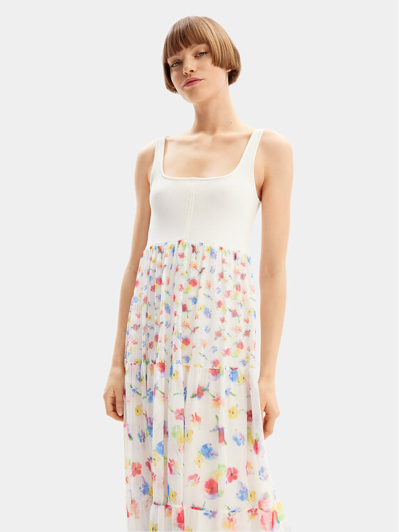 Desigual Desigual Φόρεμα καλοκαιρινό Vancouver 24SWVK58 Λευκό Regular Fit