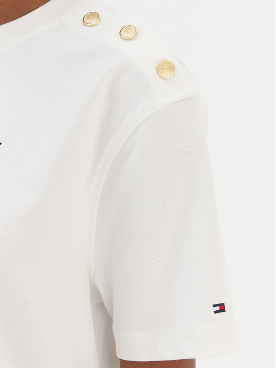 Tommy Hilfiger Tommy Hilfiger T-shirt Script WW0WW47819 Écru Regular Fit
