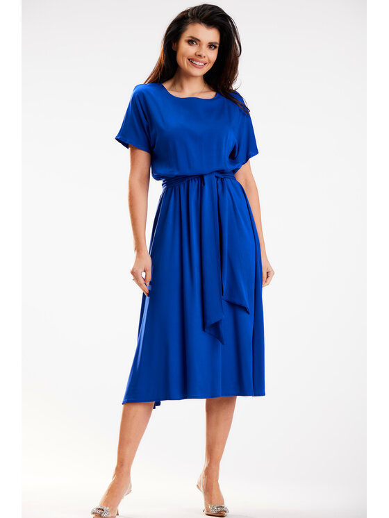 Awama Awama Sukienka letnia A576 Niebieski Basic Fit