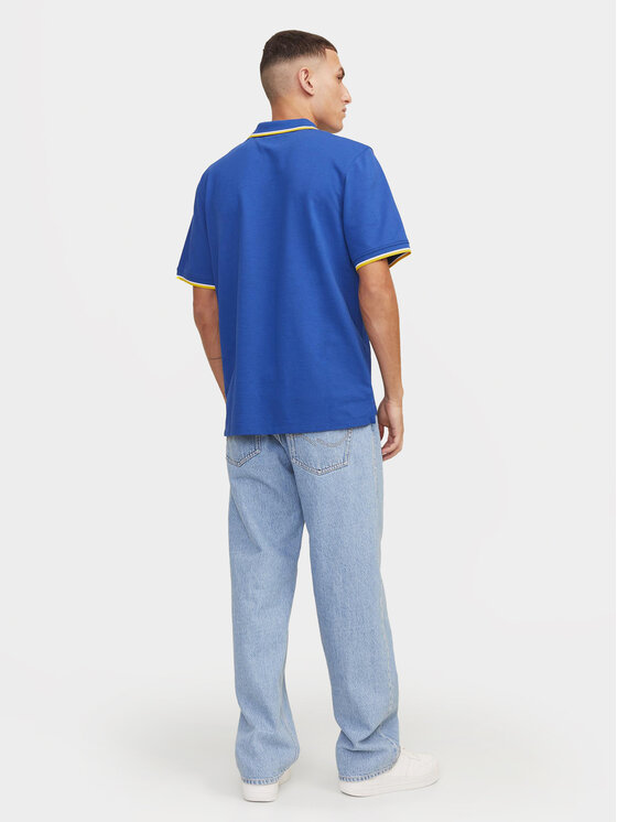 Jack&Jones Jack&Jones Тениска с яка и копчета Bluwin 12169064 Син Regular Fit