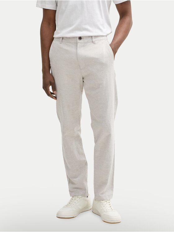 Tom Tailor Denim Bavlnené nohavice 1044843 Béžová Tapered Fit