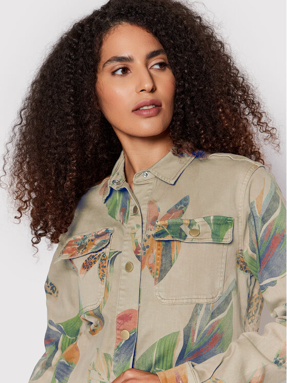 Camicia di jeans Flower 22SWCN04 Beige Oversize