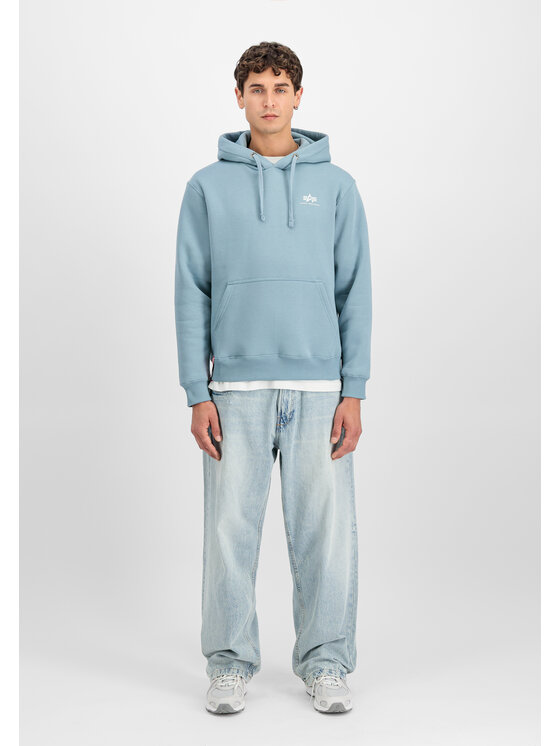 Alpha Industries Alpha Industries Bluza Basic Small Logo Hoodie Błękitny Regular Fit