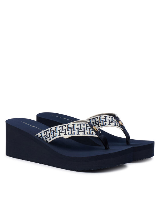 Tommy Hilfiger Tommy Hilfiger Zehentrenner Wedge Summer Sandal Mono FW0FW09698 Dunkelblau