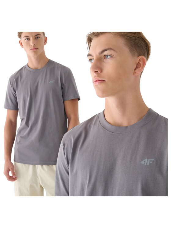 4F 4F T-Shirt 4FWMM00TTSHM2256-25S Szary Regular Fit