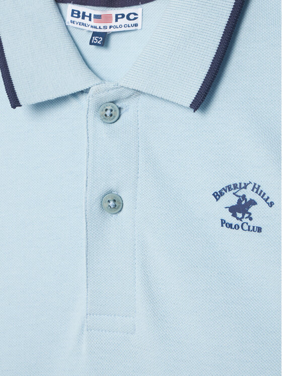 Beverly Hills Polo Club Beverly Hills Polo Club Тениска с яка и копчета W126-BHBPO-1053-23X Светлосин Regular Fit