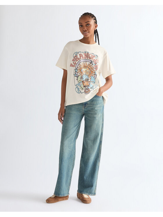 Wrangler Wrangler T-Shirt GIRLFRIEND TEE Biały Relaxed Fit