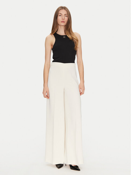 TWINSET TWINSET Palazzo kalhoty 251TP2102 Écru Wide Leg
