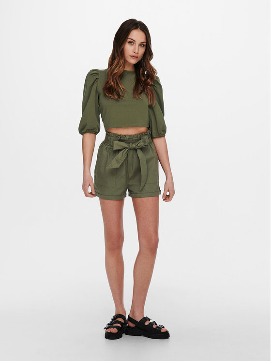 ONLY ONLY Šortky z materiálu Smilla 15154906 Khaki Regular Fit