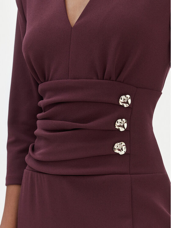 Rinascimento Rinascimento Cocktail obleka CFC0020161002 Bordo rdeča Slim Fit