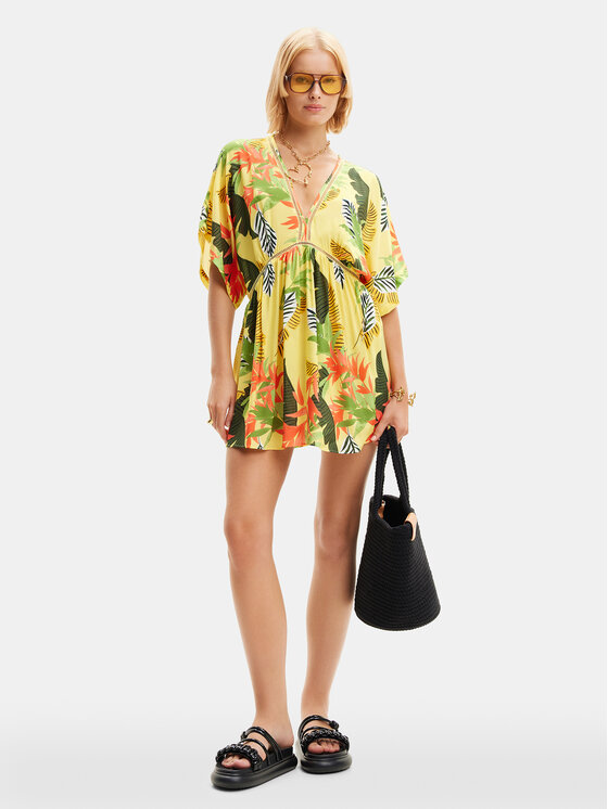 Desigual Desigual Sukienka plażowa Tropical Party 24SWMW23 Kolorowy Loose Fit