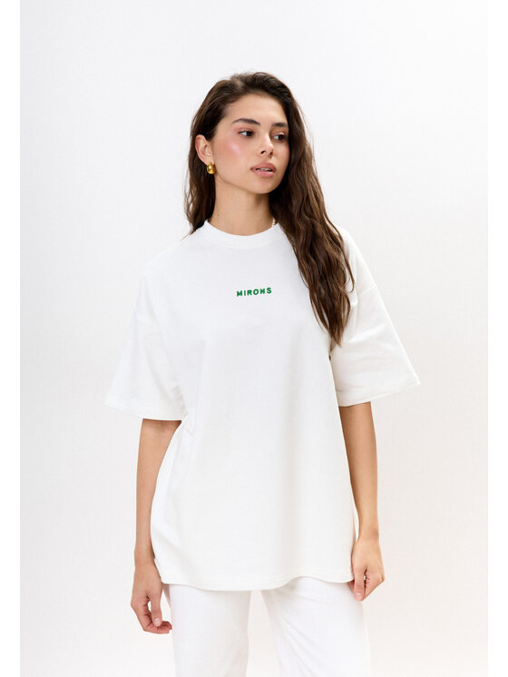 Mirons Mirons T-Shirt Print Biały Oversize