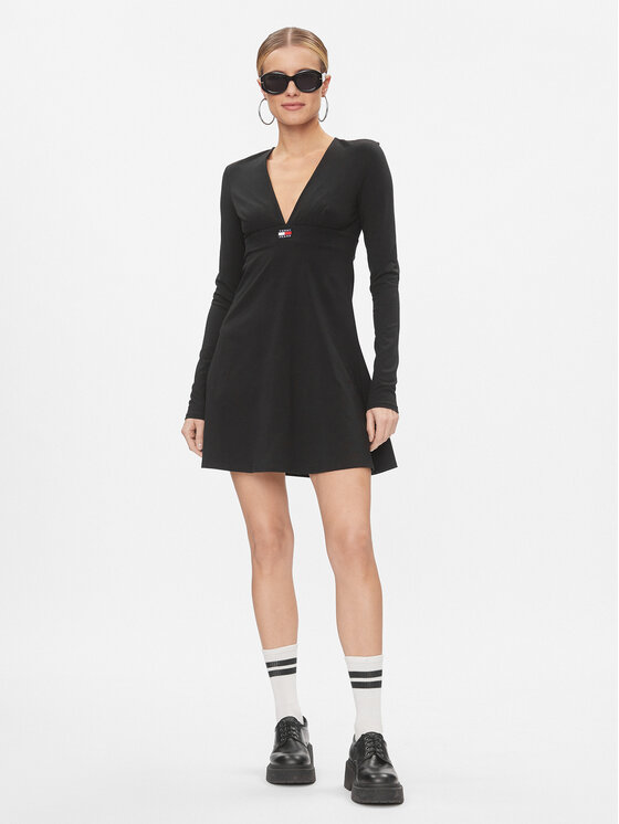 Tommy Jeans Tommy Jeans Ikdienas kleita Xs Badge DW0DW16484 Melns Slim Fit