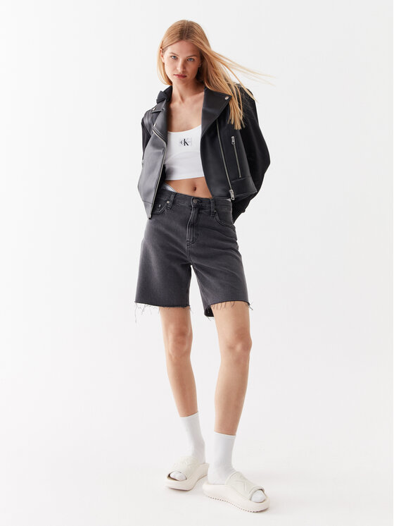 Calvin Klein Jeans Calvin Klein Jeans Usnjena jakna J20J221384 Črna Regular Fit