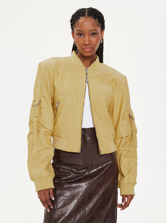 Gestuz Gestuz Lederjacke Elly 10908970 Gelb Regular Fit