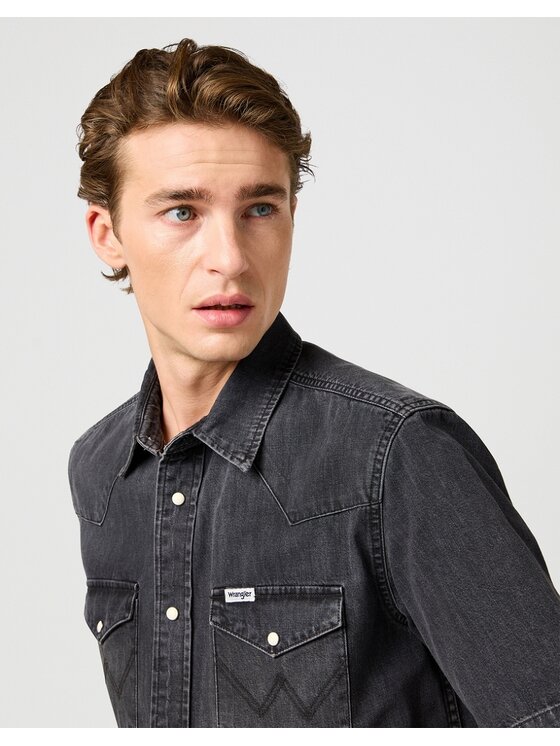 Wrangler Wrangler Koszula SS WESTERN SHIRT Czarny Regular Fit