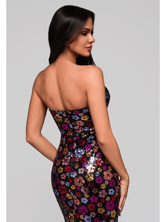 Ombre Ombre Sukienka wieczorowa LA-OM-DLR162 Czarny Regular Fit