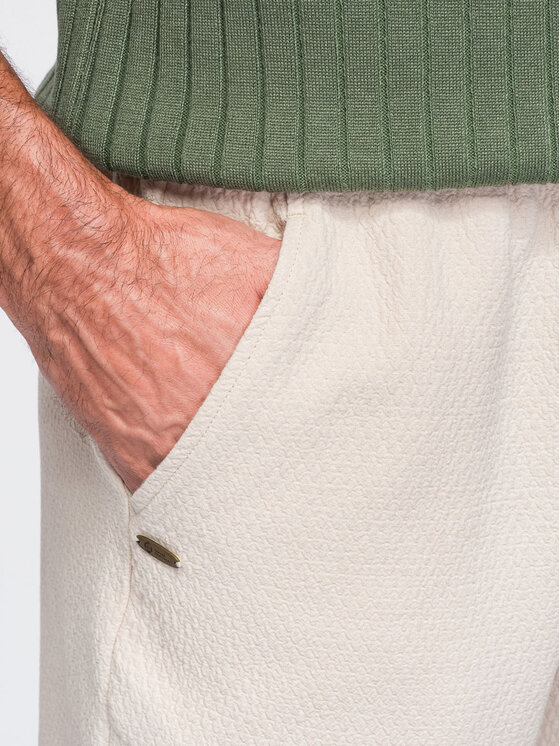 Ombre Ombre Spodnie materiałowe OM-PACP-0310 Biały Regular Fit