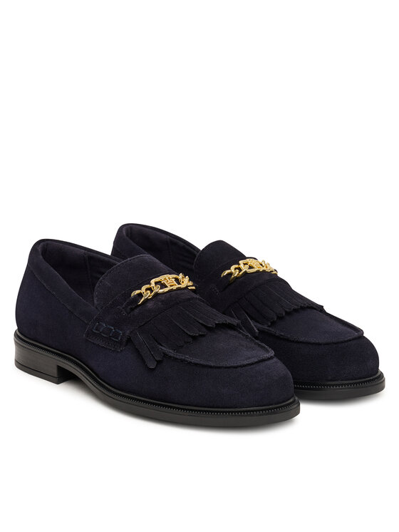 Tommy Hilfiger Tommy Hilfiger Slipper Th Chain Fringe Suede Loafer FW0FW09918 Dunkelblau