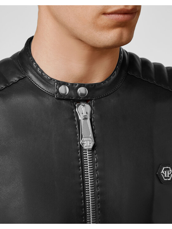 PHILIPP PLEIN PHILIPP PLEIN Giacca di pelle 5615 Nero Slim Fit