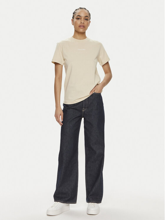 Calvin Klein Calvin Klein T-shirt Multi Logo K20K207215 Bež Regular Fit
