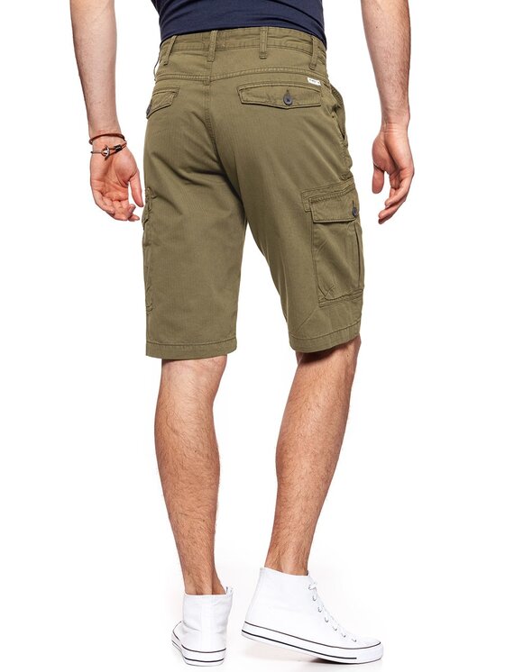 Wrangler Wrangler Szorty jeansowe CARGO SHORTS Zielony Regular Fit