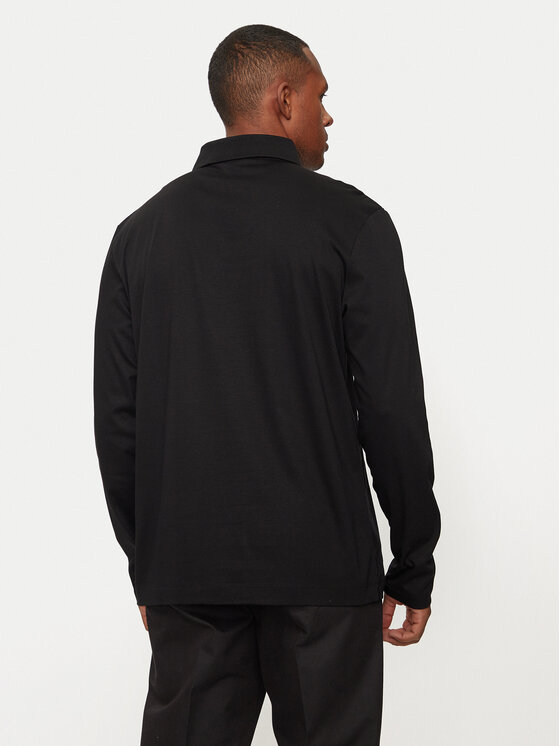 BOSS Boss Тениска с яка и копчета 50523917 Черен Regular Fit