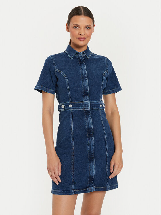 Tommy Jeans Džínsové šaty DW0DW18593 Modrá Slim Fit