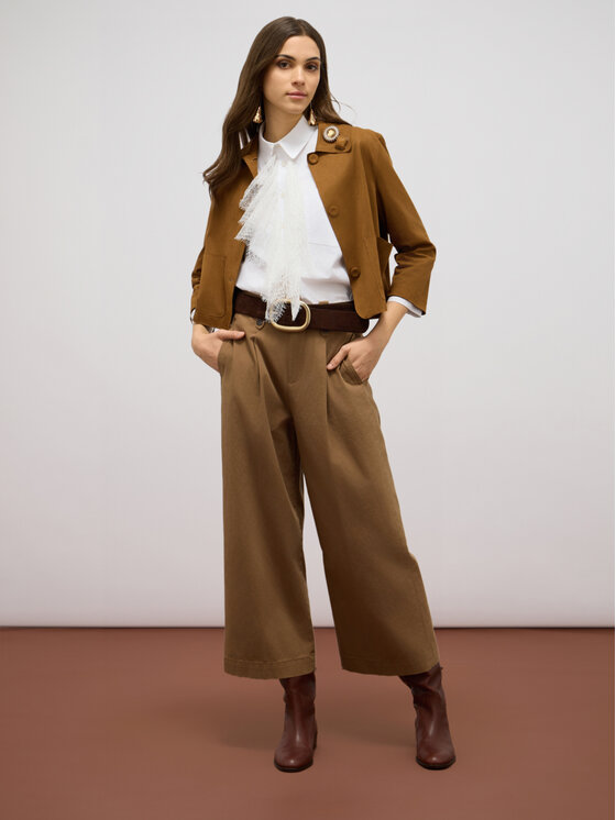 Oltre Oltre Spodnie materiałowe P557R008444N002 Brązowy Baggy Fit