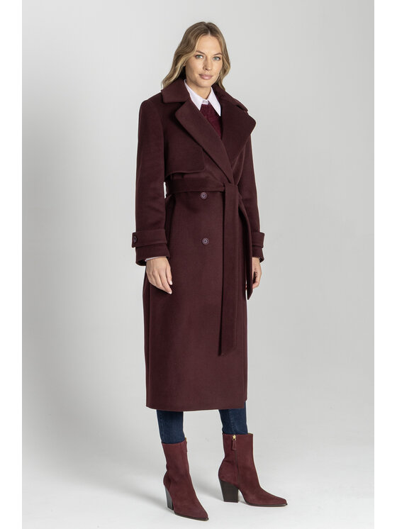 Deni Cler Milano Deni Cler Milano Płaszcz W-DC-8051-E5-G7-39-1 Bordowy Regular Fit