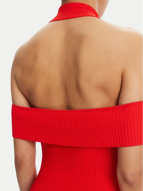Just Cavalli Just Cavalli Strickkleid 78PAOM19 Rot Slim Fit