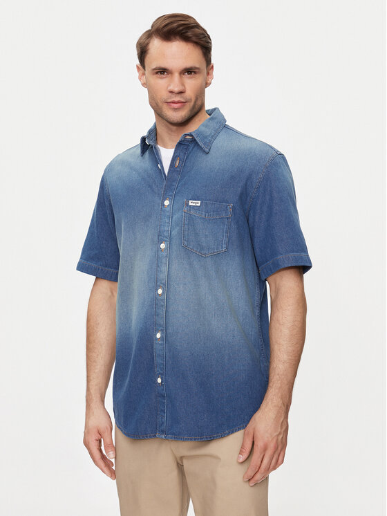 Wrangler džínsová košeľa 112350183 Modrá Regular Fit