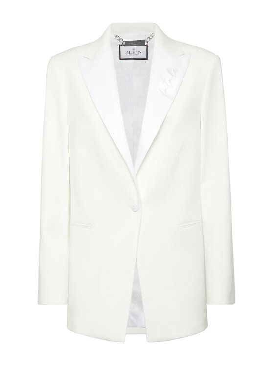 PHILIPP PLEIN PHILIPP PLEIN Marynarka 26413 Biały Loose Fit