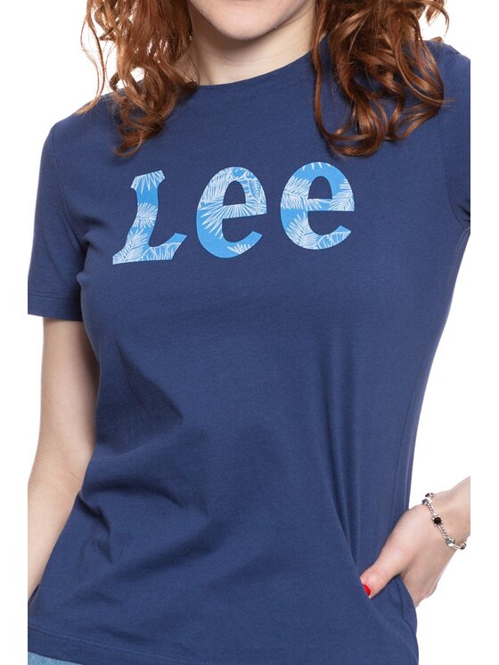 Lee Lee T-Shirt SLIM LOGO TEE Niebieski Slim Fit