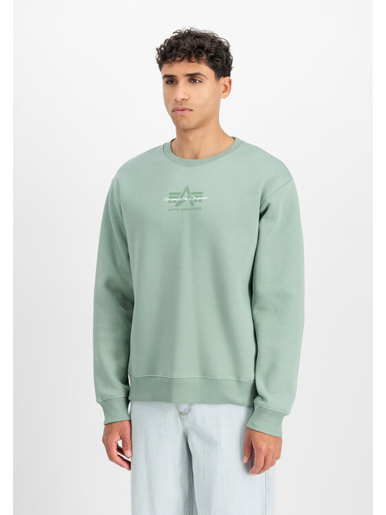 Alpha Industries Alpha Industries Bluza Foam Mid Logo Sweatshirt Zielony Regular Fit