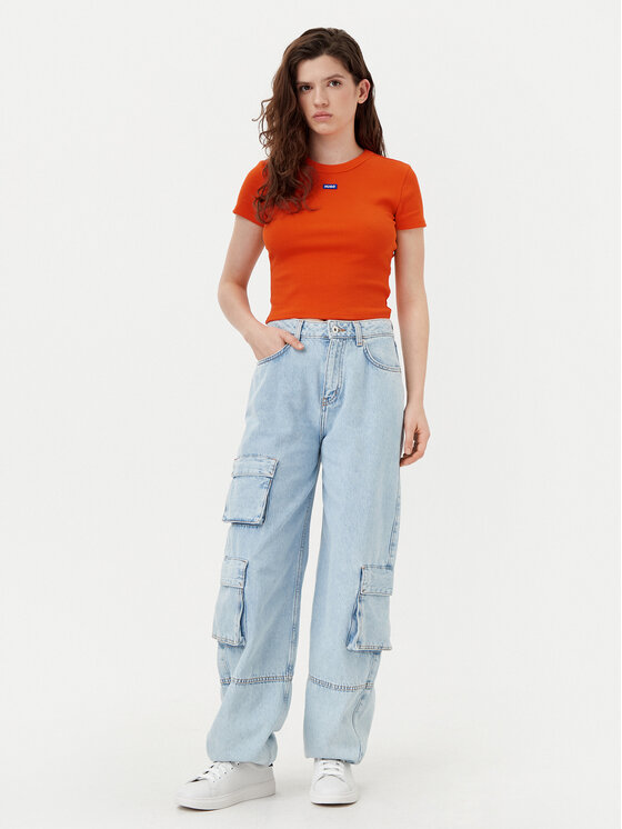 HUGO HUGO Тишърт Baby 50510749 Оранжев Slim Fit