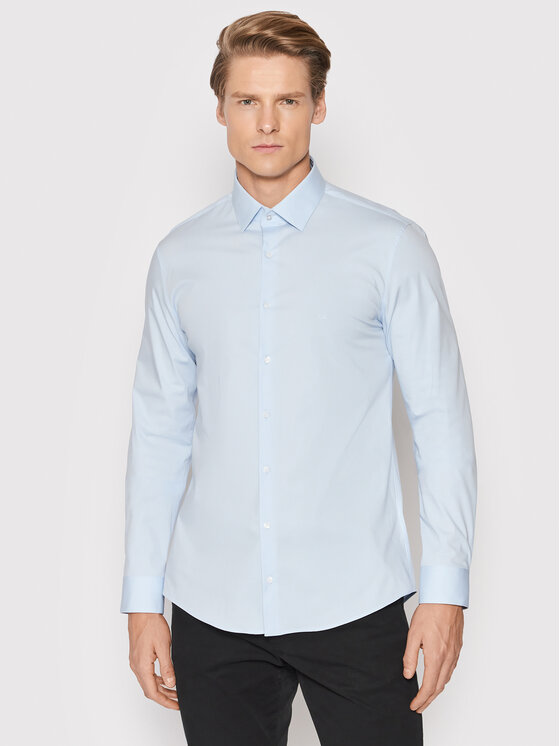 Calvin Klein Calvin Klein Camicia Poplin K10K108229 Blu Slim Fit