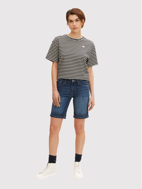 Tom Tailor Pantaloni scurți de blugi 1030447 Bleumarin Slim Fit