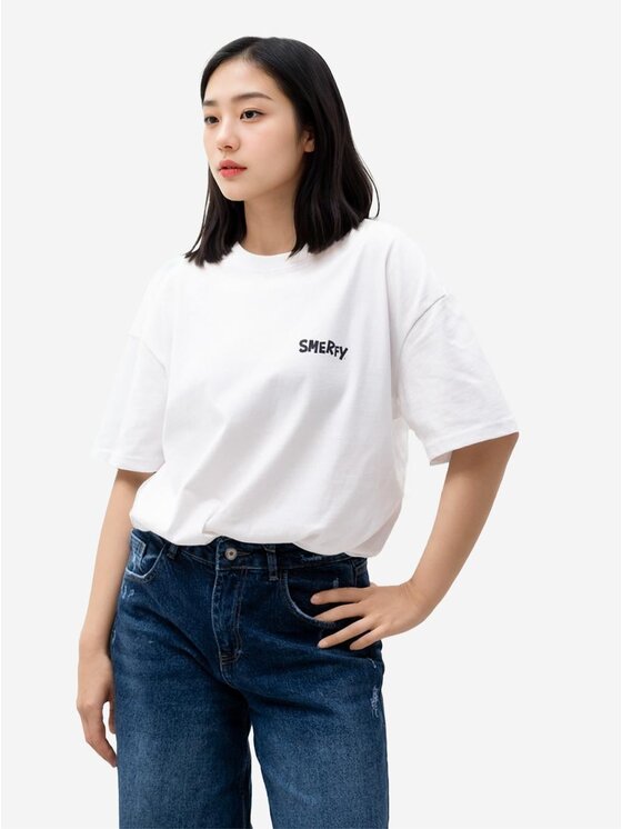 Smerfy Smerfy T-Shirt 113793 Biały Oversize