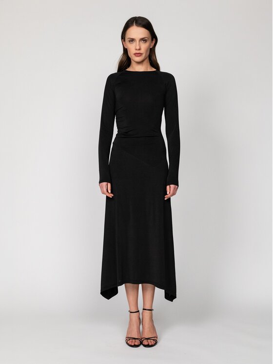 Nudyess Nudyess Sukienka codzienna Hamal Midi Czarny Fitted Fit