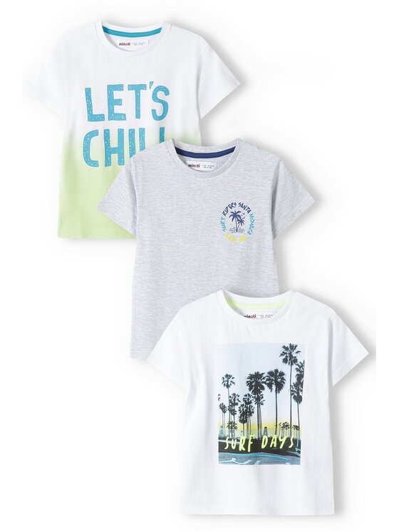 MINOTI MINOTI Komplet 3 t-shirtów 13tee 44 Biały Regular Fit