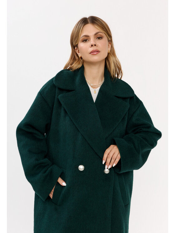 Mirons Mirons Płaszcz zimowy Soft Zielony Oversize