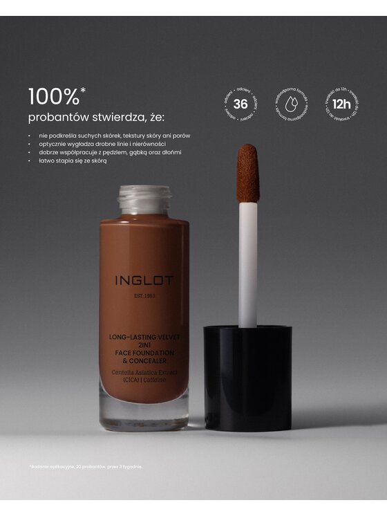 INGLOT INGLOT i korektor 2w1 Long-Lasting Velvet Podkład 734 Extra Deep Warm