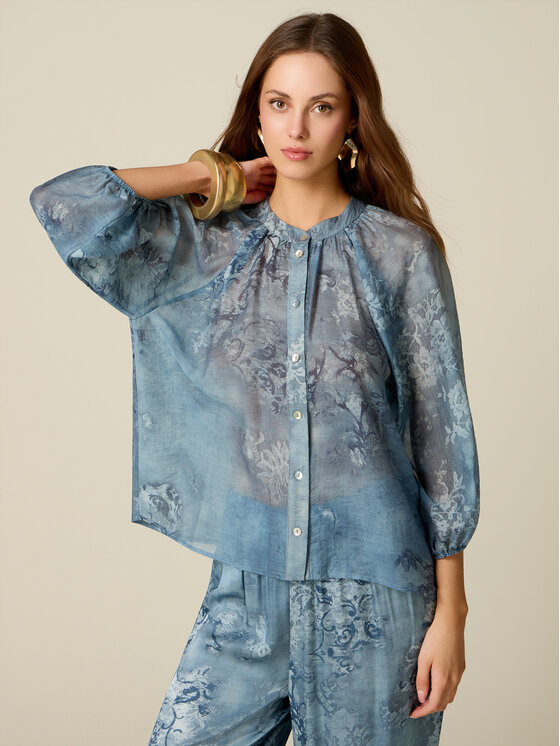 Oltre Oltre Camicia 5015J000948N0R4 Turchese Baggy Fit