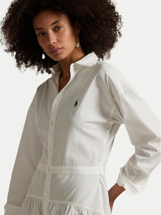 Polo Ralph Lauren Polo Ralph Lauren Φόρεμα πουκάμισο 211965856001 Λευκό Regular Fit