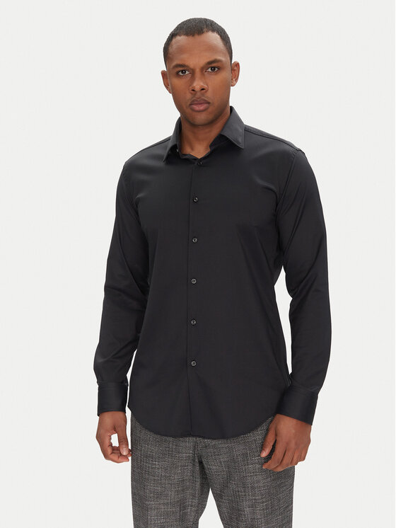 Férfi Ing BOSS, Méret: 45, Fekete, P-Hank 50503356