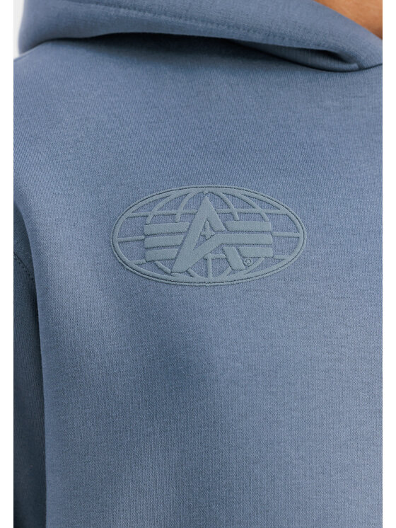 Alpha Industries Alpha Industries Bluza World Logo Backprint Hoodie Błękitny Loose Fit