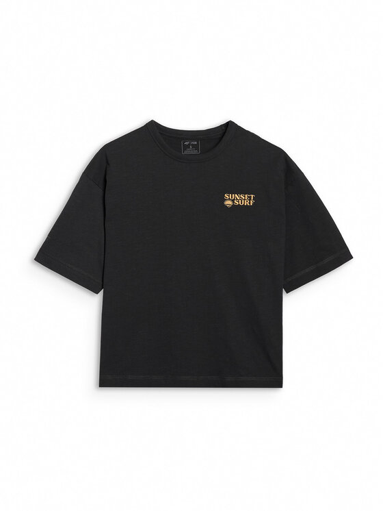 4F 4F T-Shirt FOB SUMMER Czarny Oversize